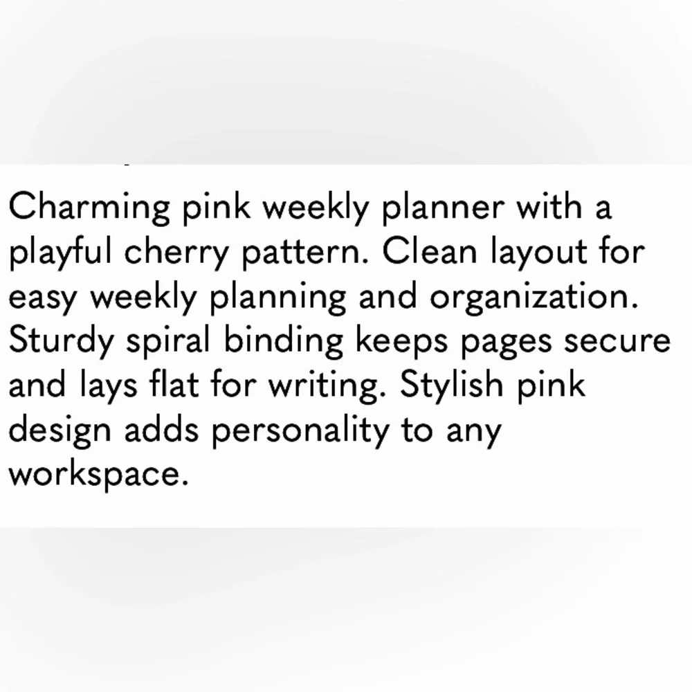 Un-Dated Weekly Planner Scheduling Calendar Boon - Pink & Red Cherry 🍒 Print NEW